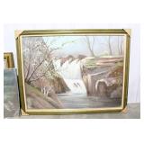 LARGE WATERFALL PAINTING ON CANVAS