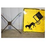 CAUTION REFLECTIVE SIGN & COPPER WEATHER VANE