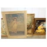 4 LARGE PRINTS/ NEEDLE POINTS, IN FRAMES