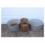3 GALVANIZED METAL TUBS