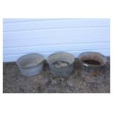 3 GALVANIZED METAL TUBS