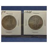 4- WALKING LIBERTY HALF DOLLARS