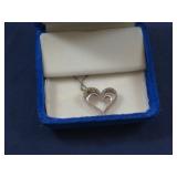 STERLING SILVER & DIAMOND HEART PENDANT NECKLACE