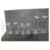 3 SETS OF GLASS CANDLE HOLDERS