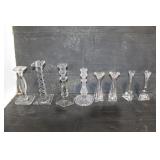 2 SETS AND MISC. GLASS CANDLE HOLDERS