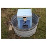 GALVANIZED TUB WITH GARDEN FOUNTAIN