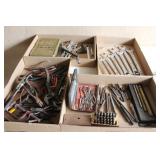 4 BOXES OF WRENCHES, PLIERS & MISC TOOLS