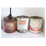 THREE 5 GALLON OIL CANS