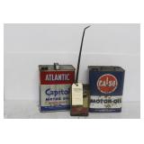 THREE ADVERTISING OIL CANS