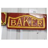 BAKER CAST IRON NAME PLATE
