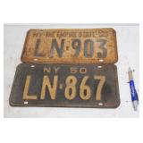 SEVEN NY VINTAGE LICENSE PLATES