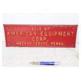 AMERICAN EQUIPMENT CORP. SIGN