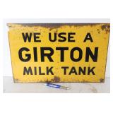 GIRTON MILK TANK METAL SIGN