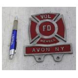 AVON NY FIRE DEPARTMENT GRILL EMBLEM