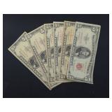 (6) US $5 NOTES: 2 SERIES 1953, 4 SERIES 1963