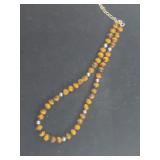 STERLING SILVER & 7MM TIGER EYE BEAD NECKLACE
