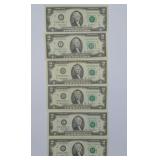 (6 ) US $2 FEDERAL RESERVE NOTES - CRISP