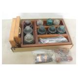 GLASS INSULATORS IN WOODEN BOX