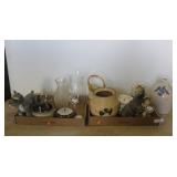 GLASSWARE, POTTERY, CLOCK AND THERMOMETER