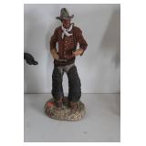3  COWBOY STATUES AND LAMP