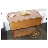 WOODEN DROP LEAF TABLE CART