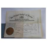 1924 FREEMASON CERTIFICATE