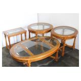 WOODEN & GLASS COFFEE AND END TABLES