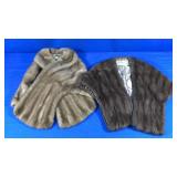 2 VINTAGE FUR WRAP SHOULDER SHAWLS