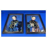 2 - ORIENTAL PAINTED MIRRORS