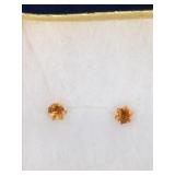 14K YELLOW GOLD CITRINE EARRINGS;