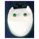 14K YELLOW GOLD EMERALD STUD EARRINGS