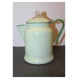 GREEN ENAMELWARE TEAPOT