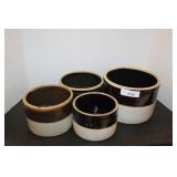 4 STONEWARE CROCKS