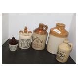 4 ADVERTISING JUGS, OYSTER JAR CROCK