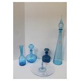 5 PIECES OF BLUE GLASS