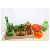 11 PIECES OF COLORED GLASS