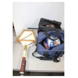 2 BOWLING BALLS, 2 TENNIS RACKETS