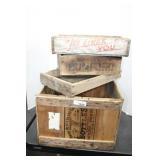 4 WOODEN ADVERTISING BOXES