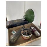 2 OLDER FIRE EXTINGUISHERS, WOODEN CASTERS