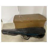 OLDER VIOLIN CASE, WOOD STORAGE BOX, OLDER CLOCK