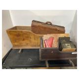 2 PRIMITIVE WOODEN ROCKING CRIBS, WOOD CLOGS,