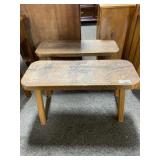 2 PRIMITIVE STYLE WOODEN BENCH STOOLS