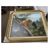 CHEETAH IN TREE OIL PAINTING ON CANVAS