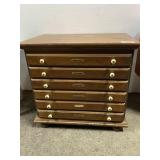6 DRAWER PINE SPOOL CABINET (NEWER)