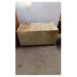 SMALL PRIMITIVE BLANKET CHEST ON WHEELS