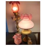 ELECTRIFIED OIL LAMPS WITH DECORATIVE SHADES,