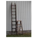 2 WOODEN LADDERS -SOLD AS A PAIR