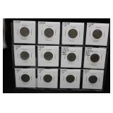 (12) 1938-1939 NICKELS (2 EACH MINT MARK)