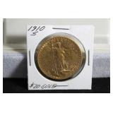 1910S ST GAUDENS $20 GOLD PIECE