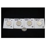 (5) QUARTER DOLLAR LOT: SHAWNEE, 1964-D